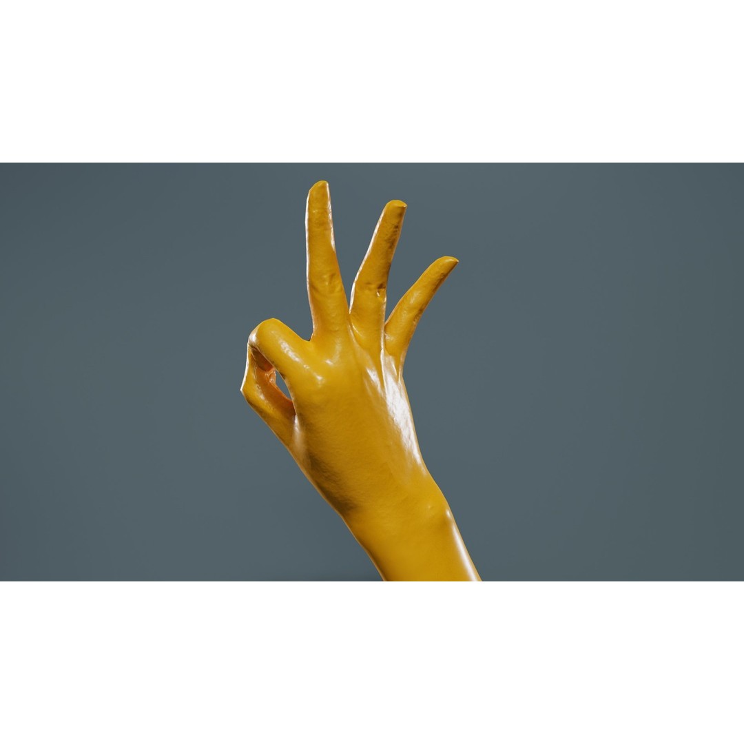 Hand Gesture 3D Model – Low Poly Character with PBR Textures, FBX - View 15