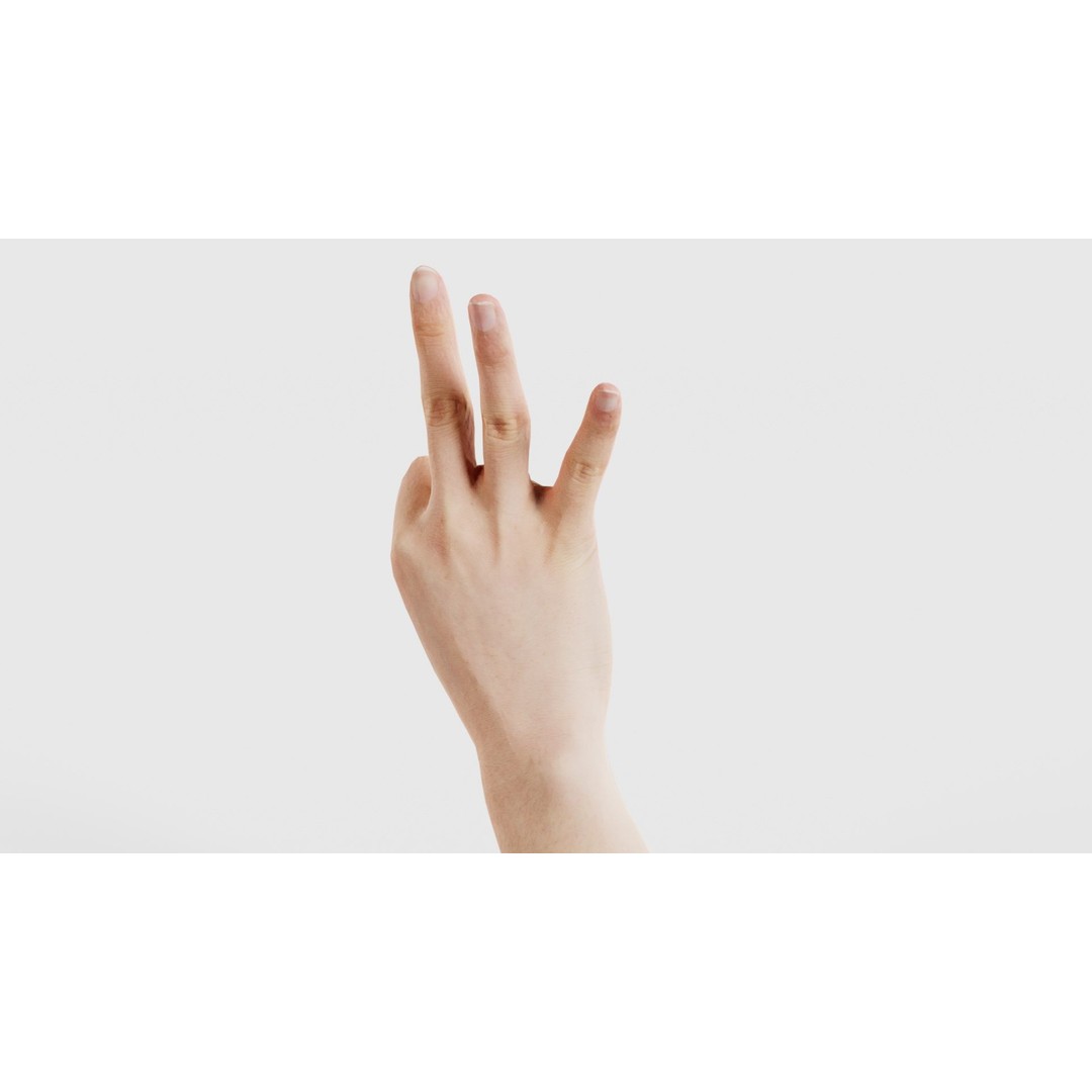 Hand Gesture 3D Model – Low Poly Character with PBR Textures, FBX - View 21