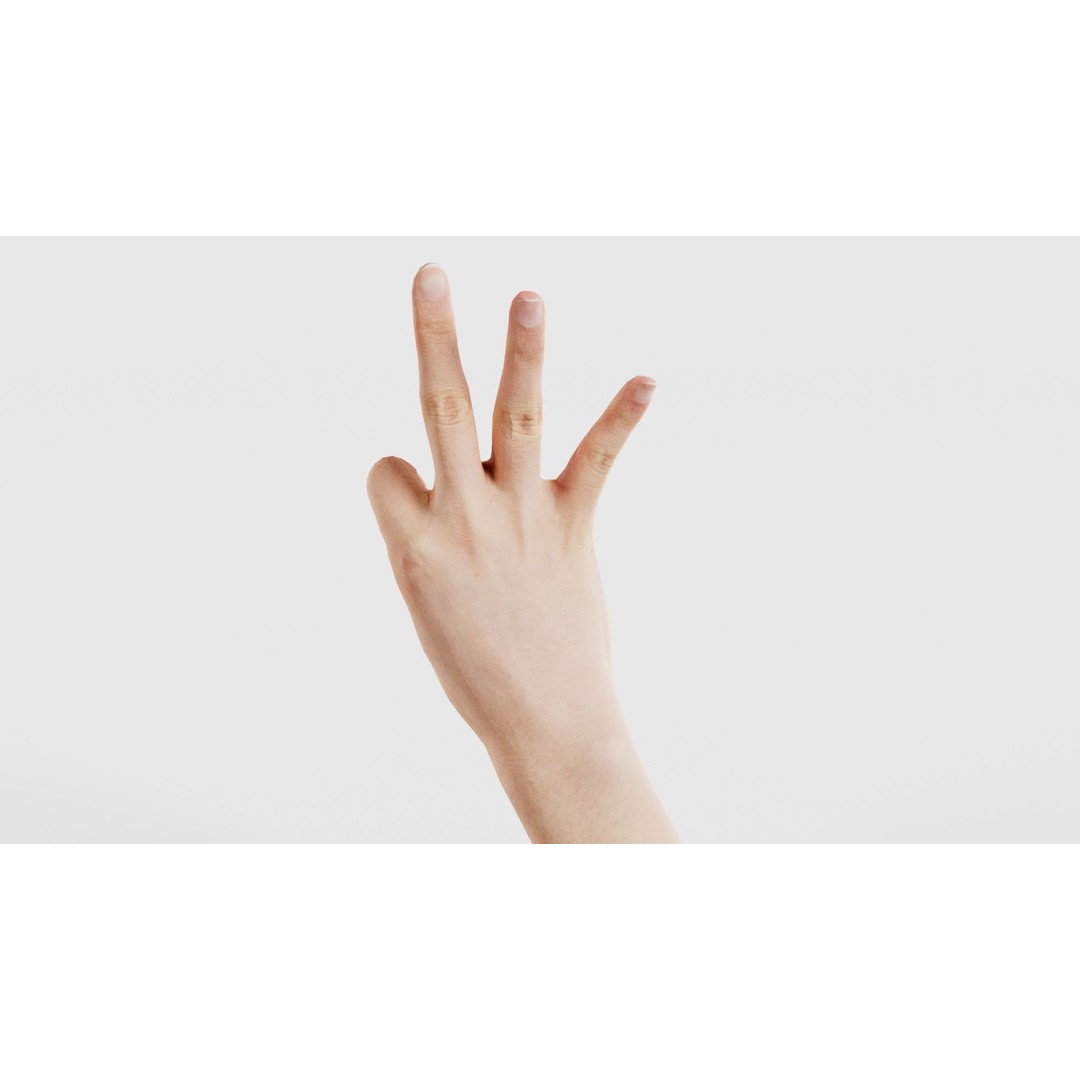 Hand Gesture 3D Model – Low Poly Character with PBR Textures, FBX - View 22