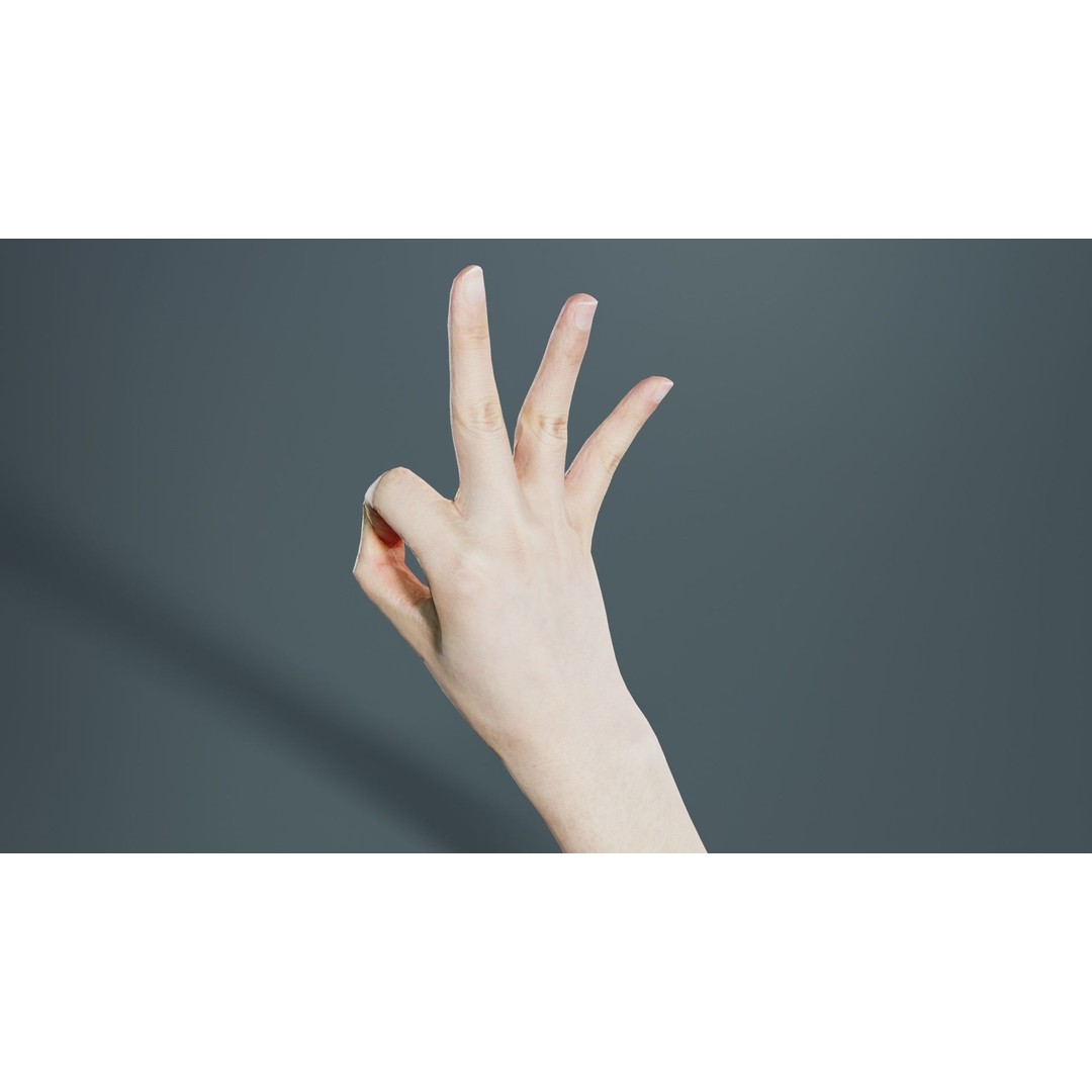 Hand Gesture 3D Model – Low Poly Character with PBR Textures, FBX - View 3