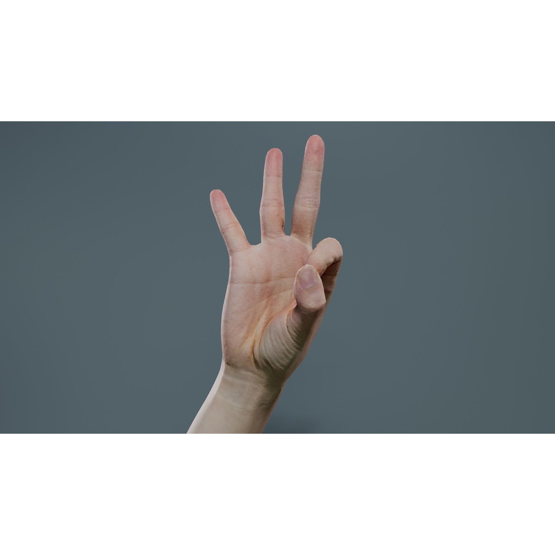 Hand Gesture 3D Model – Low Poly Character with PBR Textures, FBX - View 9