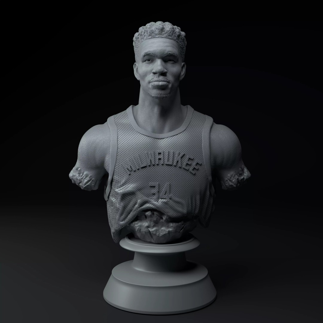 Giannis Antetokounmpo 3D Model – Premium Bust Sculpture for 3D Printing - View 3