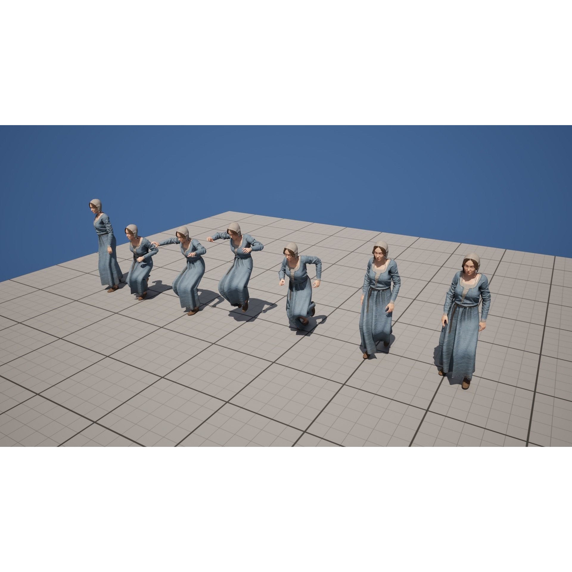 Medieval Peasant Female - Low-Poly Game-Ready 3D Model - View 11