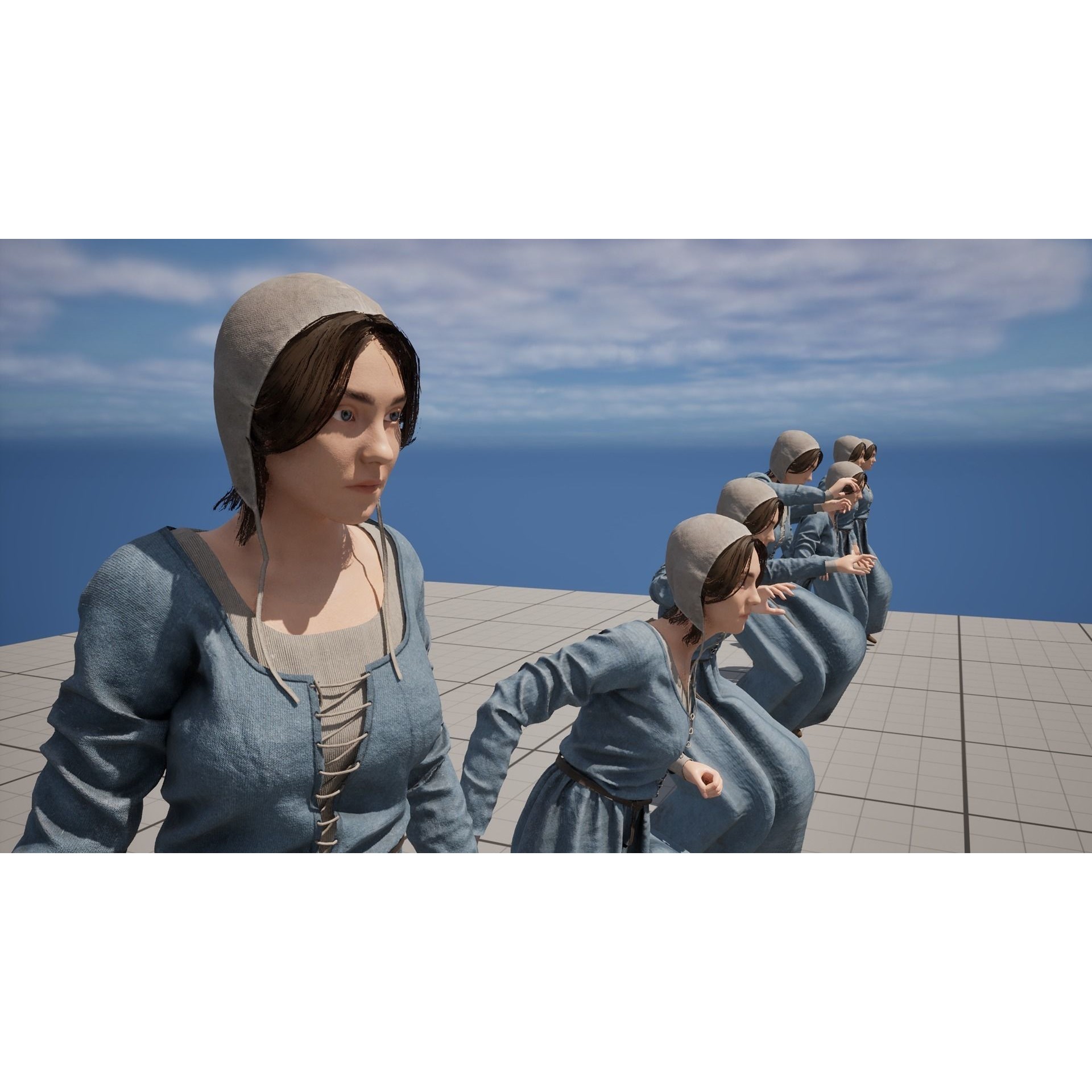 Medieval Peasant Female - Low-Poly Game-Ready 3D Model - View 12