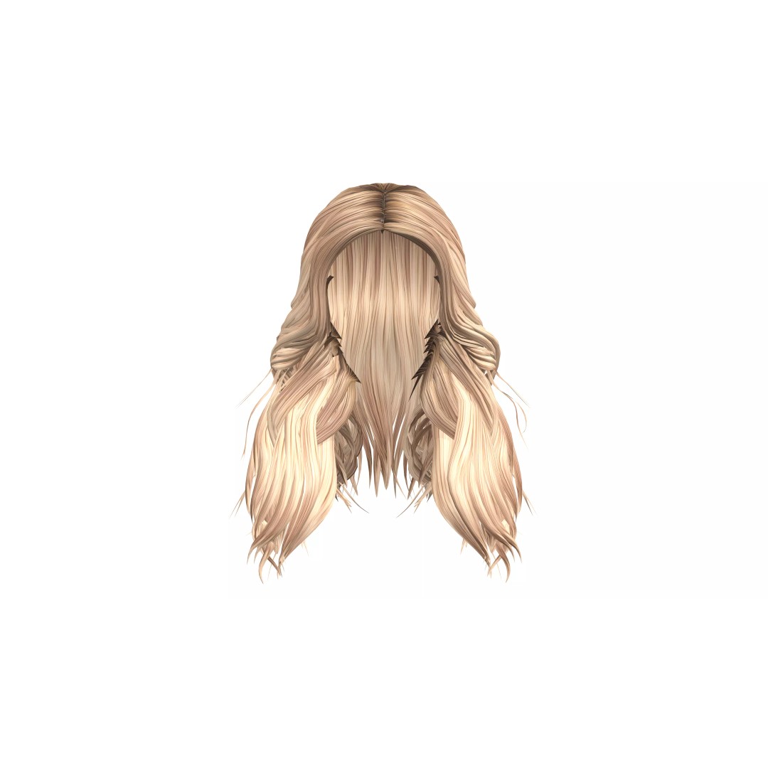 Wavy Long Hair 3D Model – High Volume Low Poly Asset, FBX - View 2
