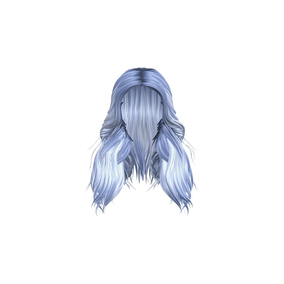 Wavy Long Hair 3D Model – High Volume Low Poly Asset, FBX - View 4