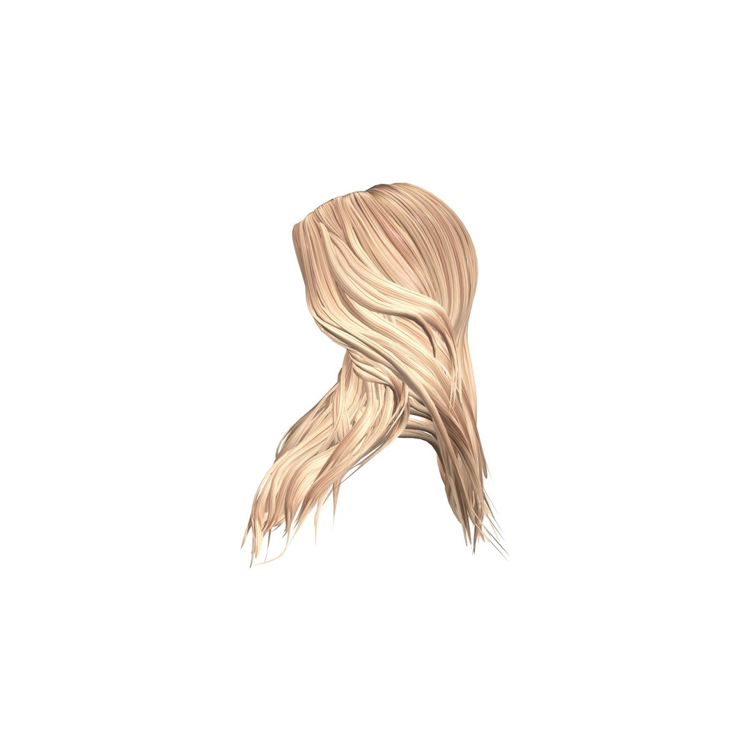 Wavy Long Hair 3D Model – High Volume Low Poly Asset, FBX - View 7