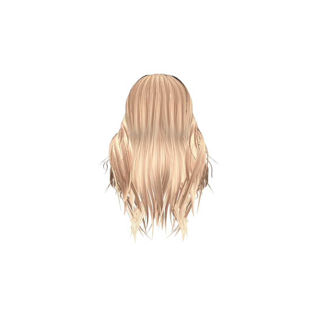 Wavy Long Hair 3D Model – High Volume Low Poly Asset, FBX - View 8