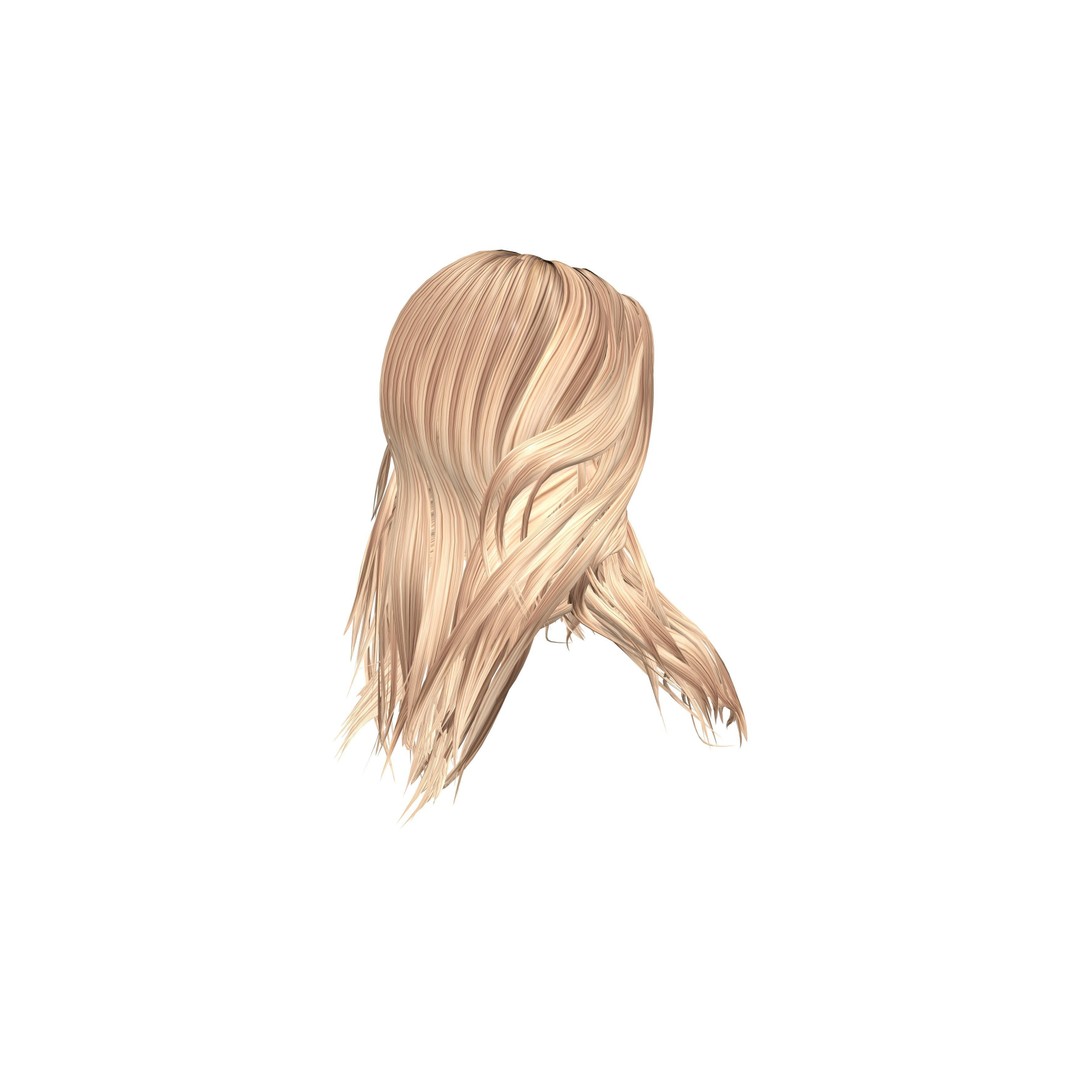 Wavy Long Hair 3D Model – High Volume Low Poly Asset, FBX - View 9