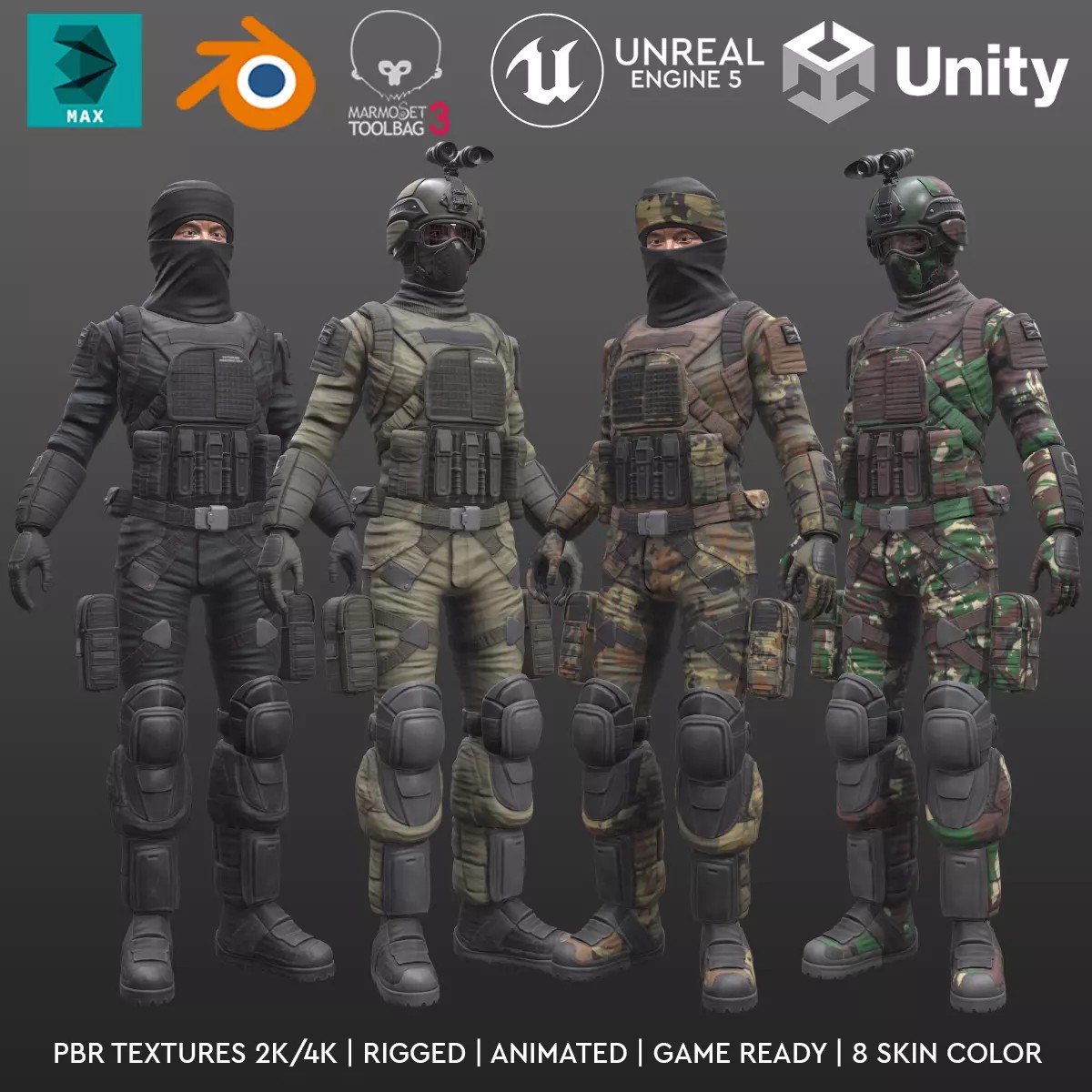 ARMY SUIT - Low-Poly Game-Ready 3D Model - View 2