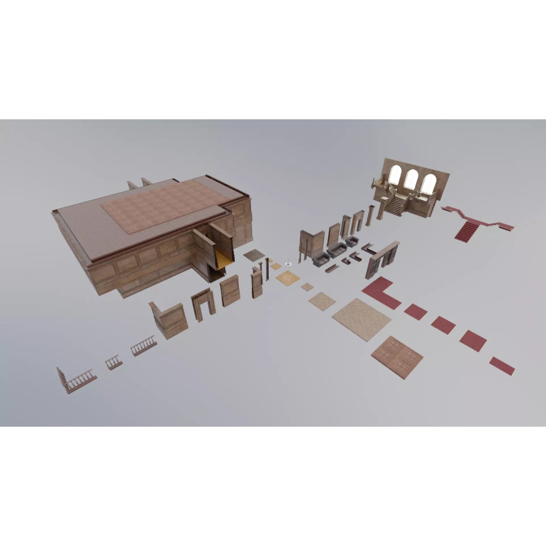 Modular Ballroom 3D Model – Low Poly Game Ready Asset, FBX, Blender - View 10