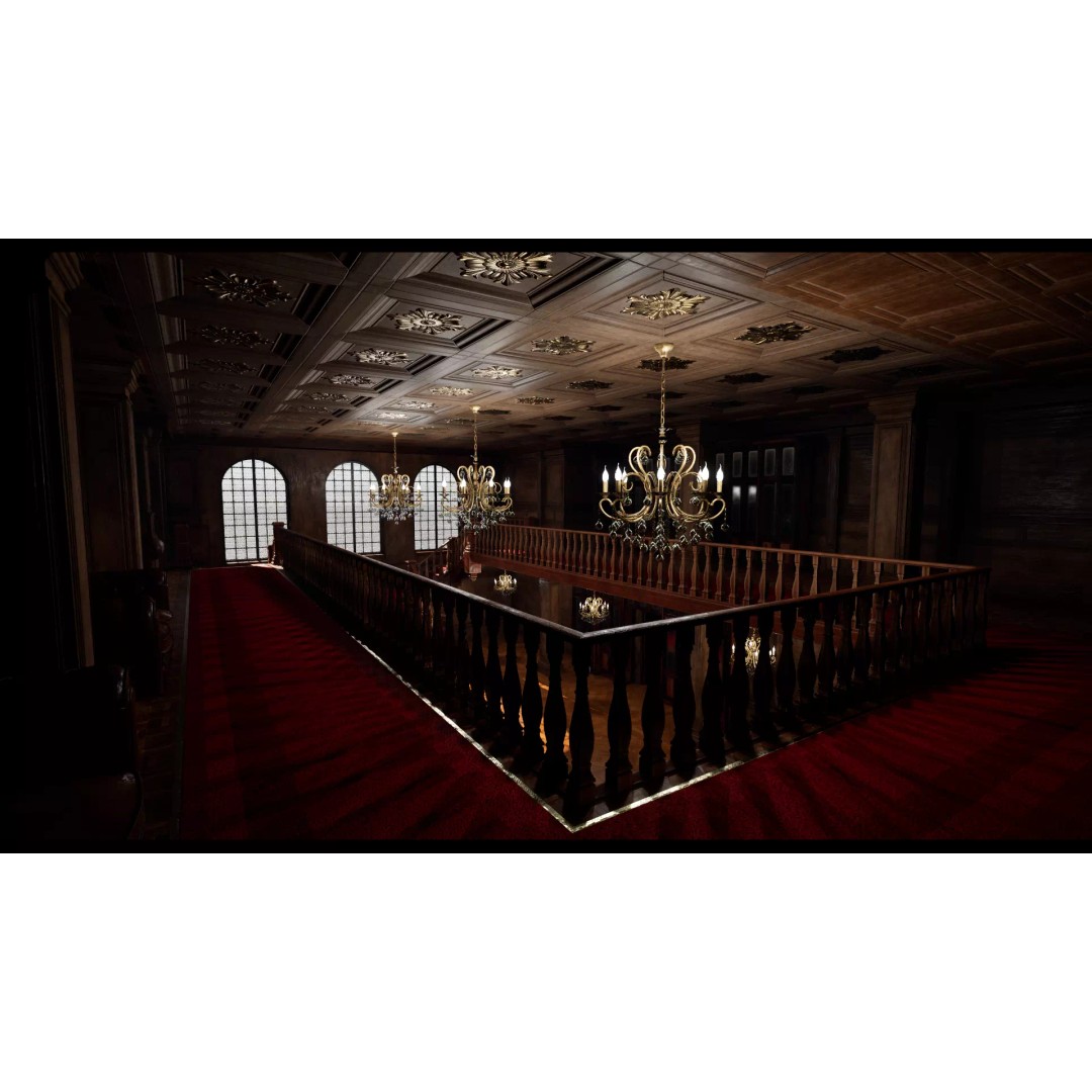 Modular Ballroom 3D Model – Low Poly Game Ready Asset, FBX, Blender - View 11
