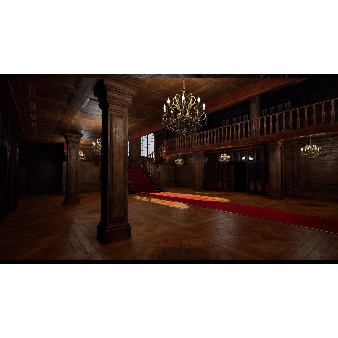 Modular Ballroom 3D Model – Low Poly Game Ready Asset, FBX, Blender - View 14