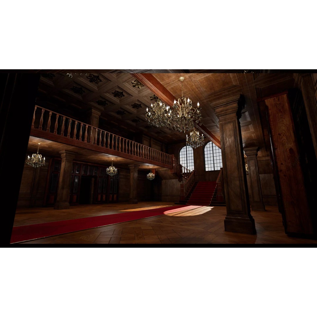 Modular Ballroom 3D Model – Low Poly Game Ready Asset, FBX, Blender - View 15