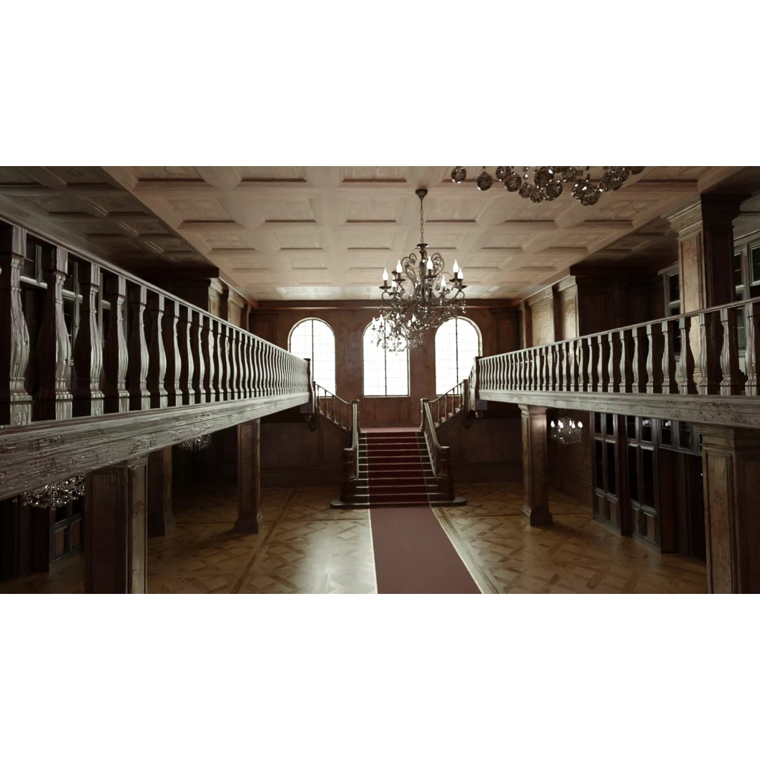Modular Ballroom 3D Model – Low Poly Game Ready Asset, FBX, Blender - View 8