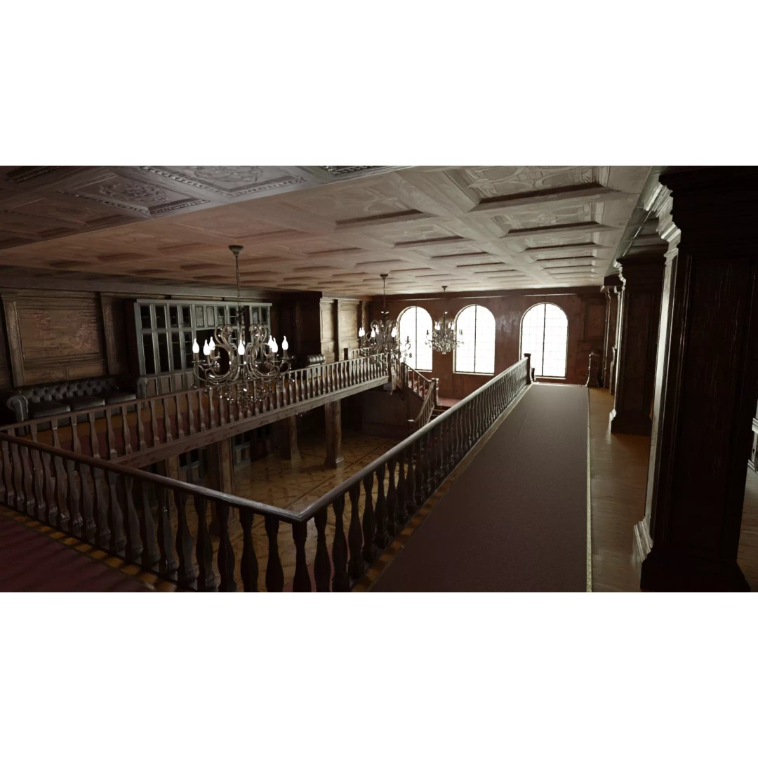 Modular Ballroom 3D Model – Low Poly Game Ready Asset, FBX, Blender - View 9
