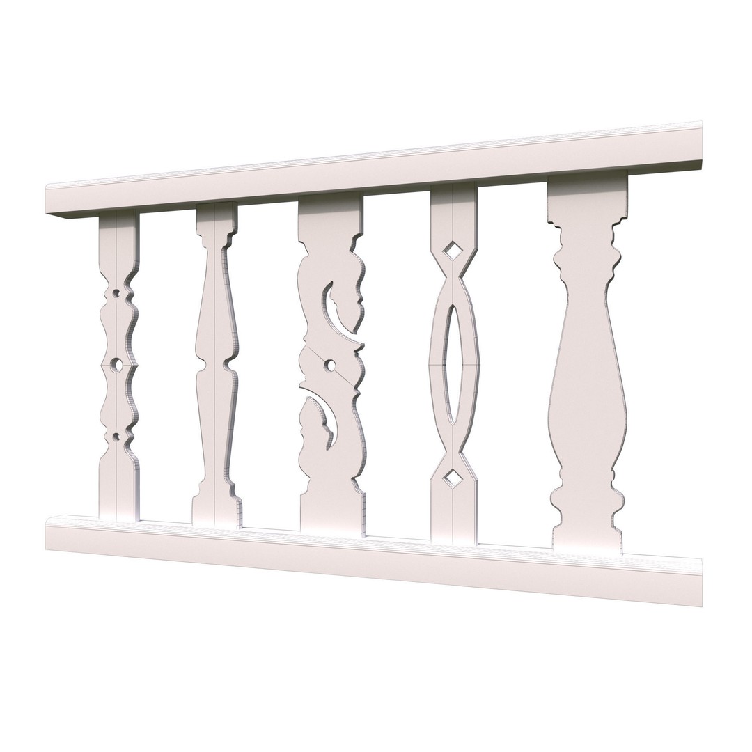 Flat Balusters 3D Model – Classic Architectural Decoration, FBX, OBJ
