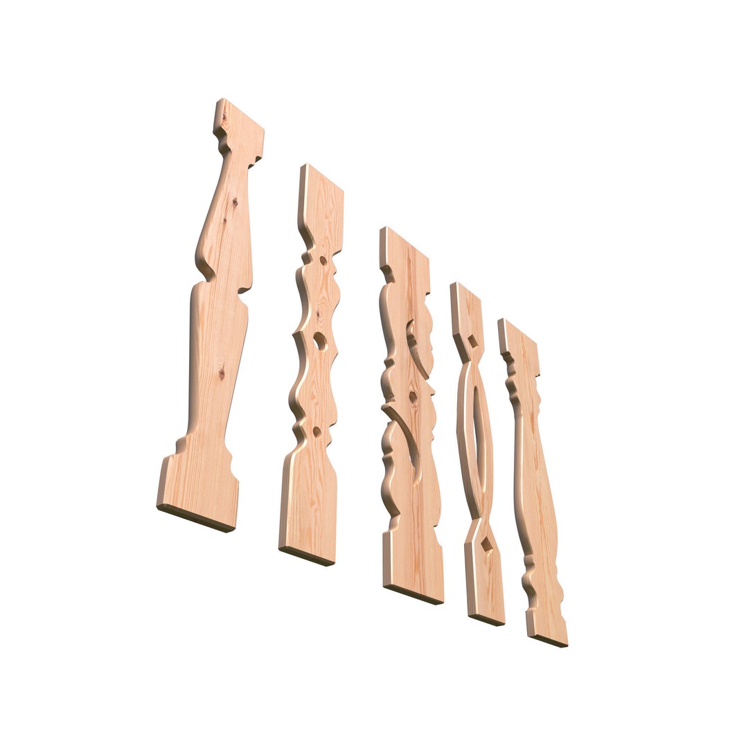Flat Balusters 3D Model – Classic Architectural Decoration, FBX, OBJ - View 13