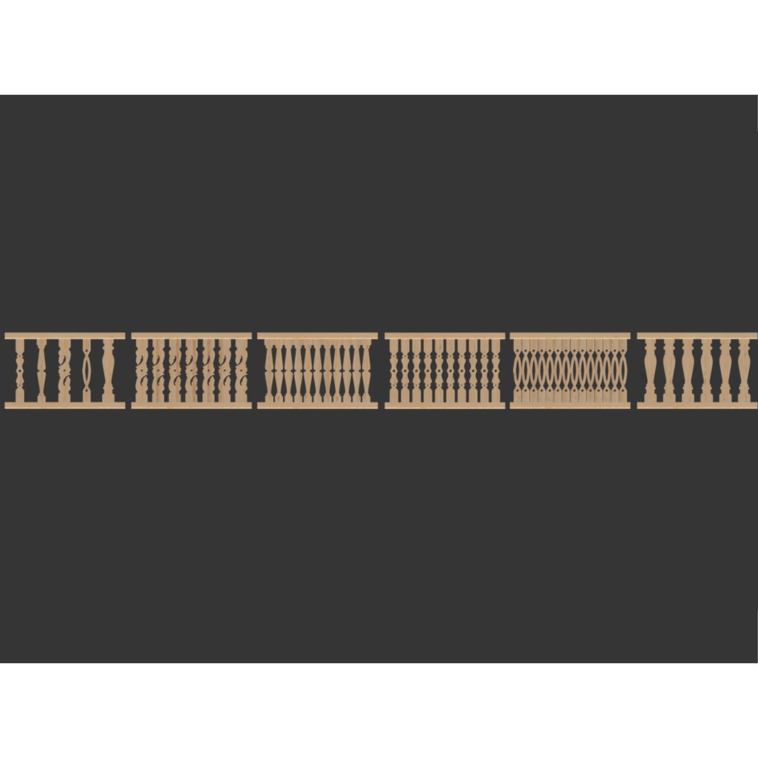 Flat Balusters 3D Model – Classic Architectural Decoration, FBX, OBJ - View 14