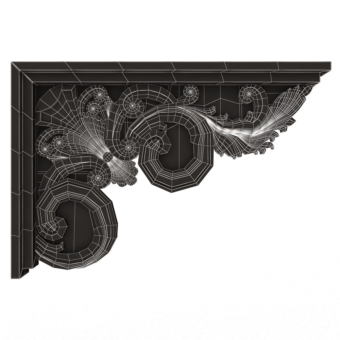 Stair Brackets 3D Model – Low Poly Architectural Decoration, FBX, OBJ - View 11