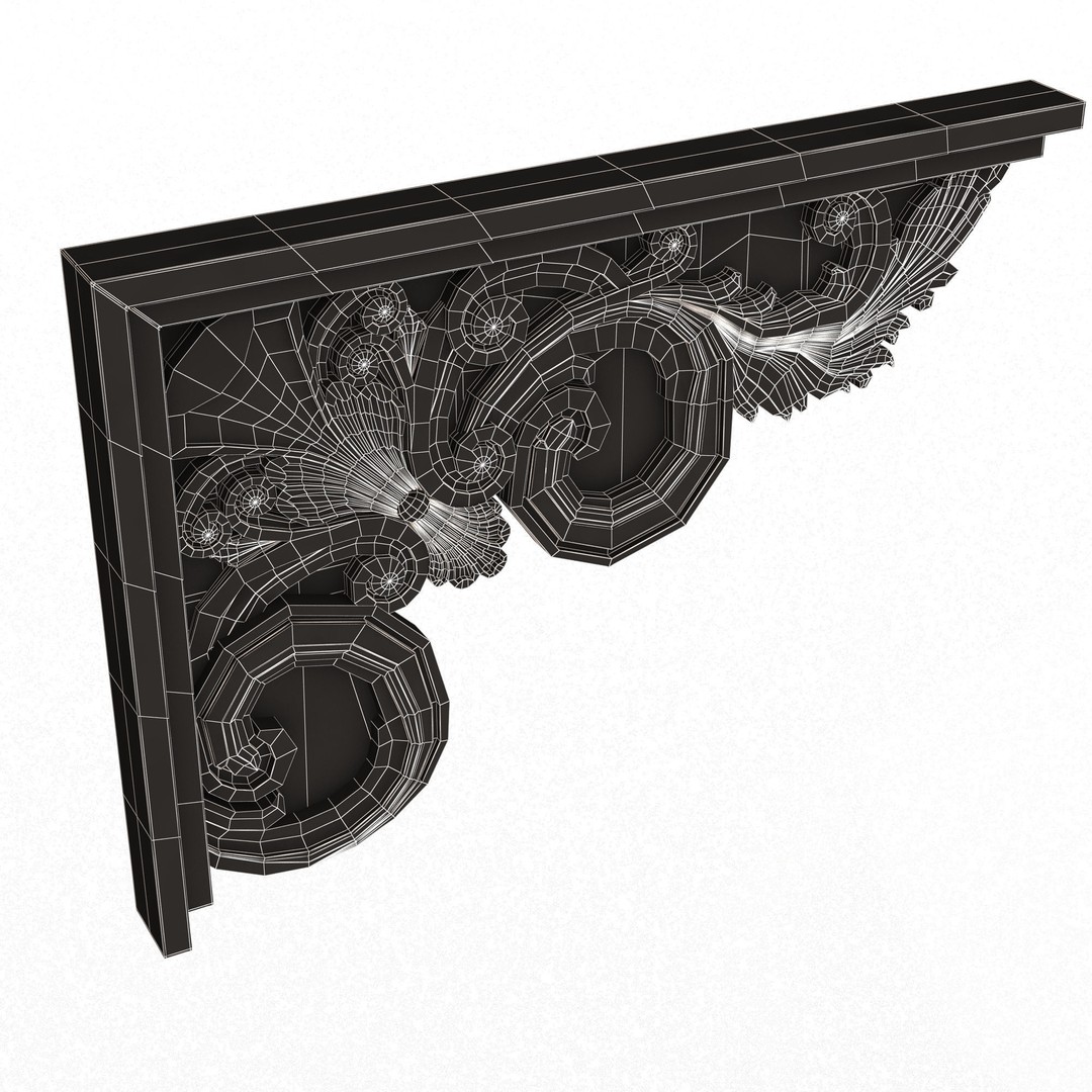Stair Brackets 3D Model – Low Poly Architectural Decoration, FBX, OBJ - View 12