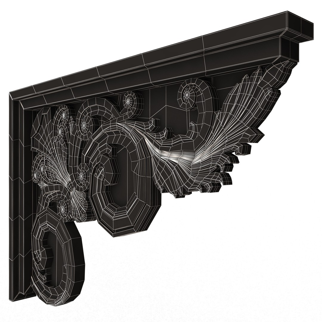 Stair Brackets 3D Model – Low Poly Architectural Decoration, FBX, OBJ - View 13