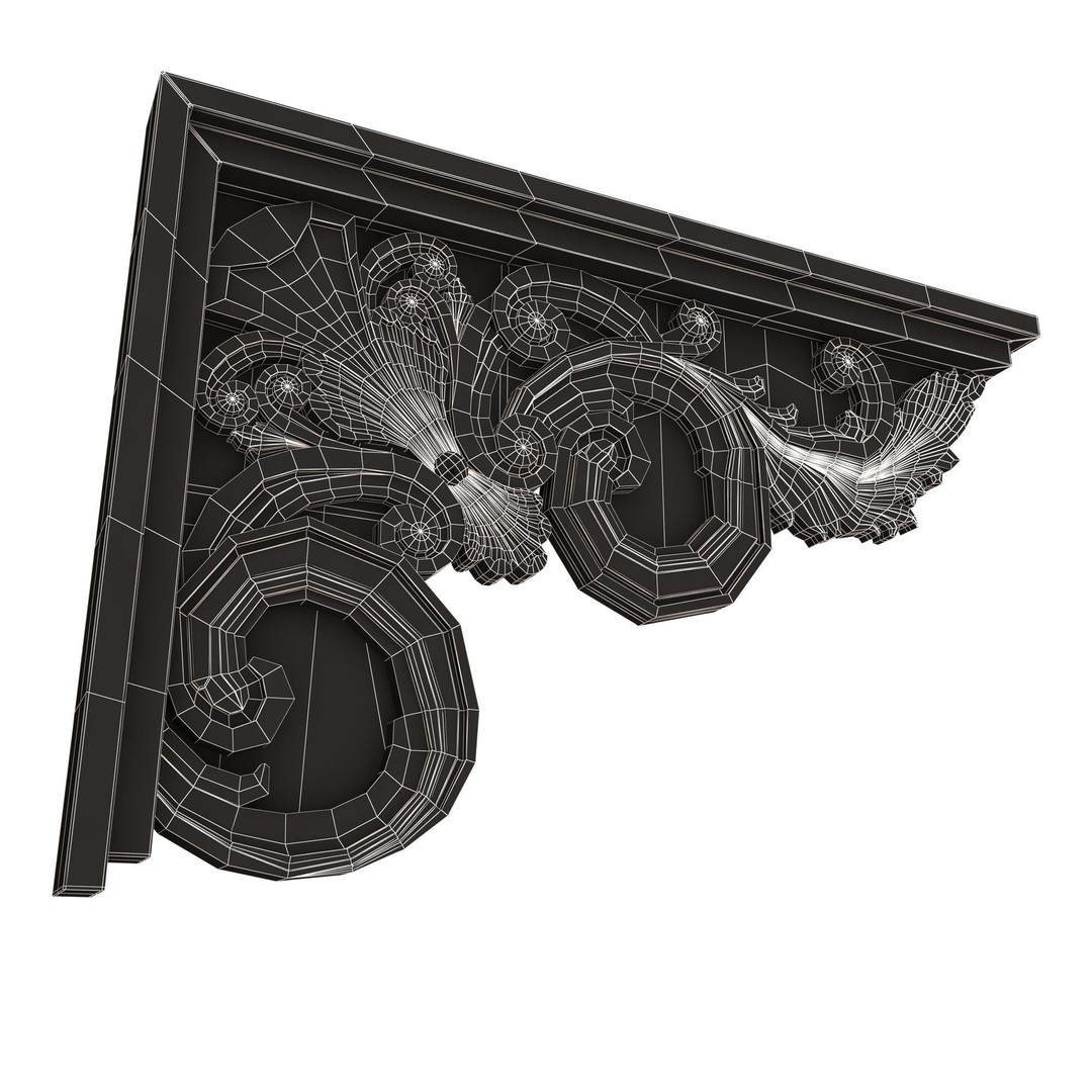 Stair Brackets 3D Model – Low Poly Architectural Decoration, FBX, OBJ - View 14