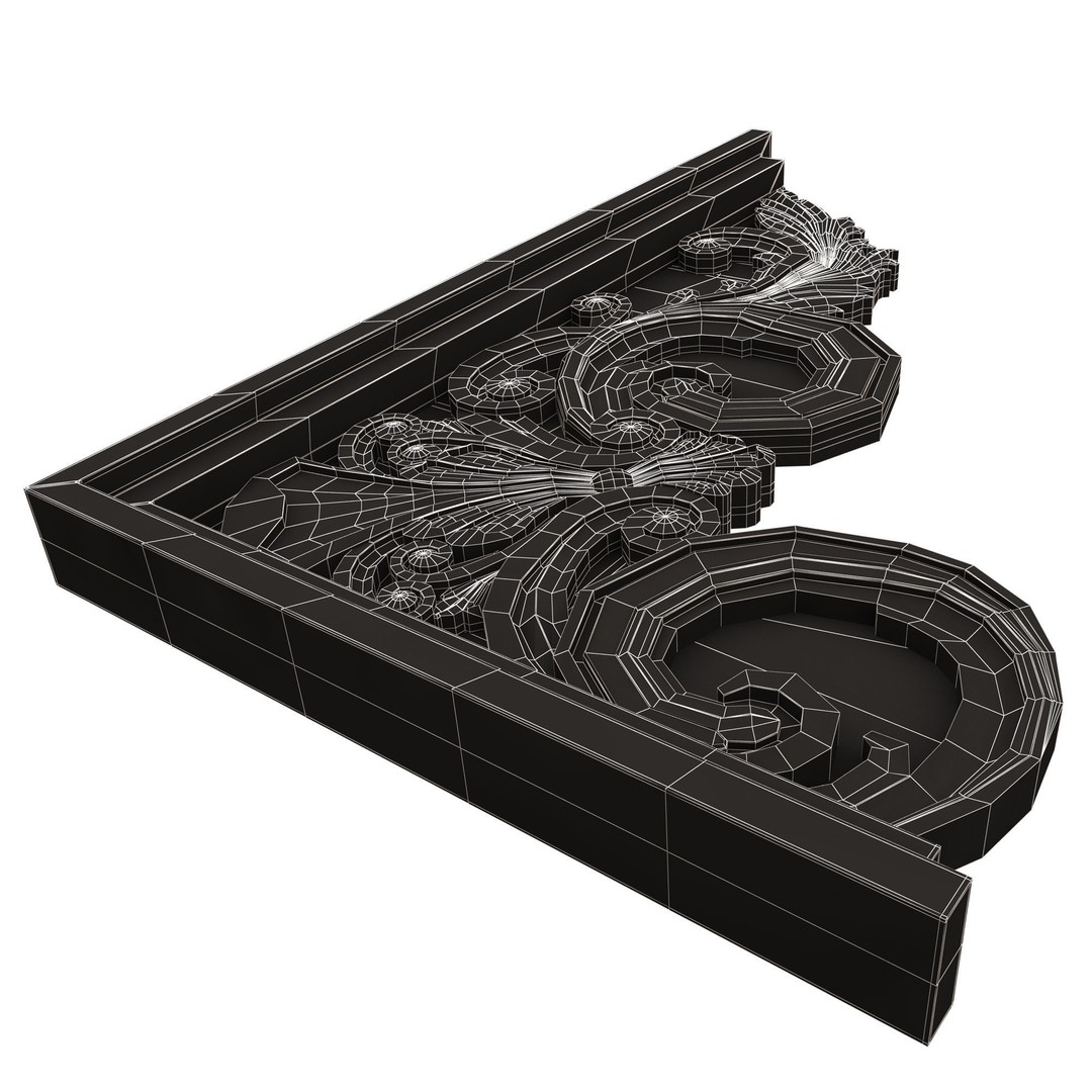 Stair Brackets 3D Model – Low Poly Architectural Decoration, FBX, OBJ - View 16