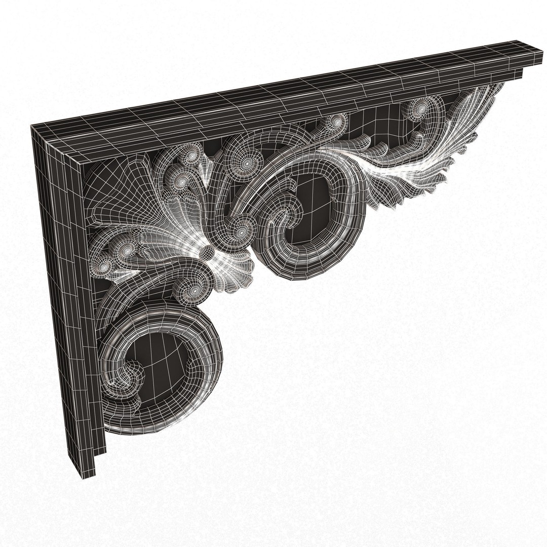 Stair Brackets 3D Model – Low Poly Architectural Decoration, FBX, OBJ - View 17