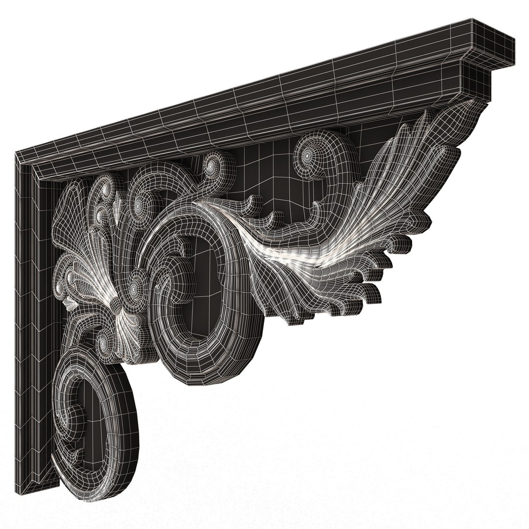 Stair Brackets 3D Model – Low Poly Architectural Decoration, FBX, OBJ - View 18