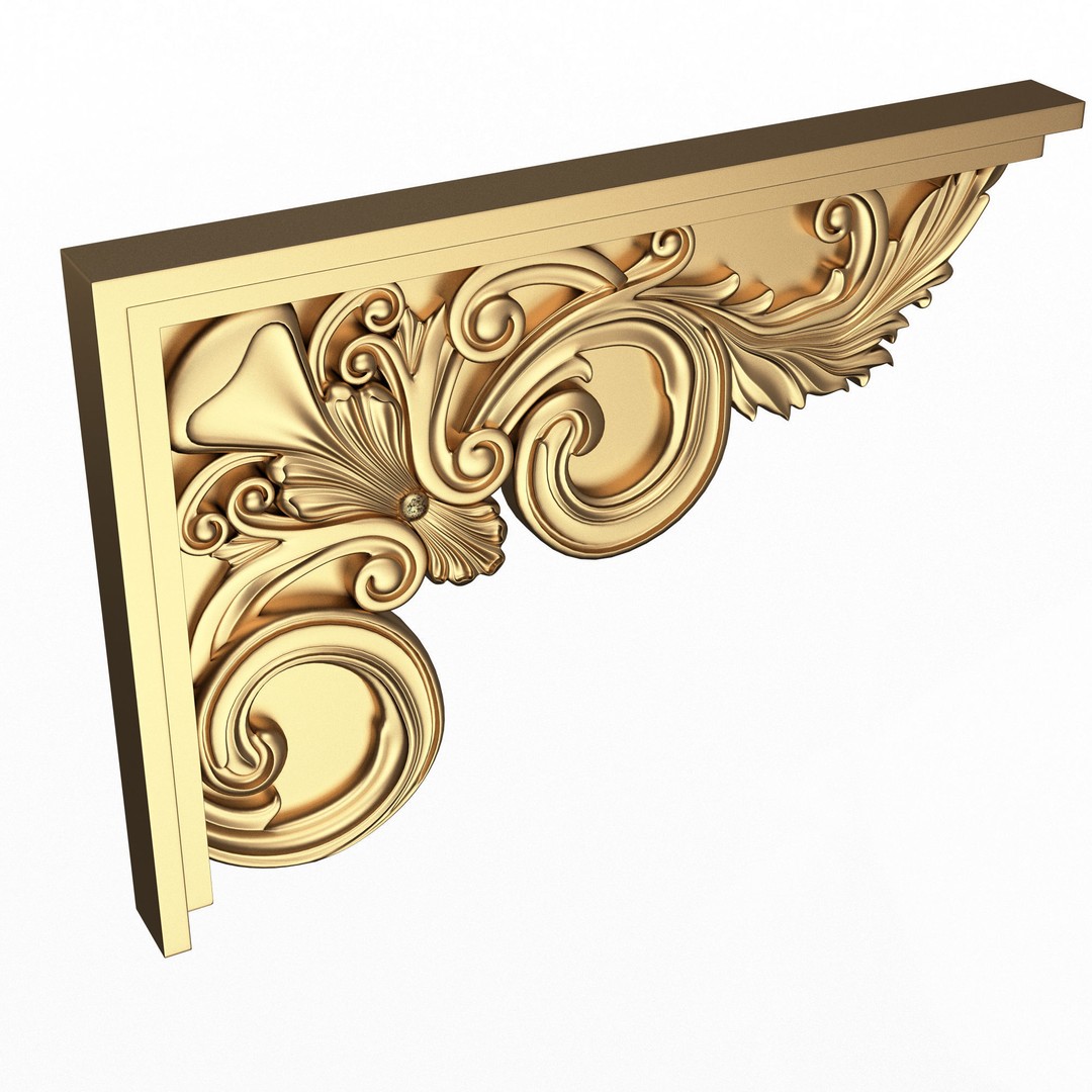 Stair Brackets 3D Model – Low Poly Architectural Decoration, FBX, OBJ - View 3