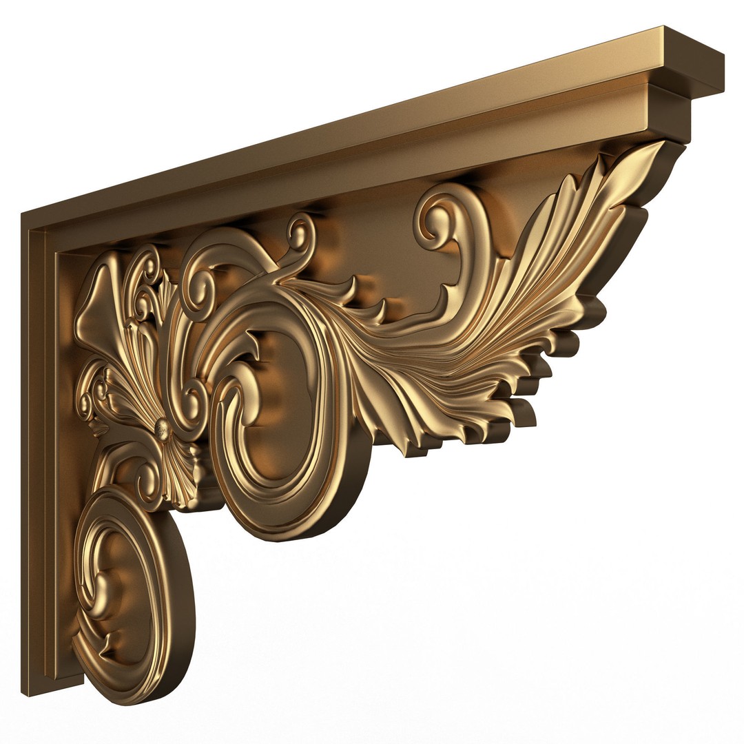 Stair Brackets 3D Model – Low Poly Architectural Decoration, FBX, OBJ - View 4