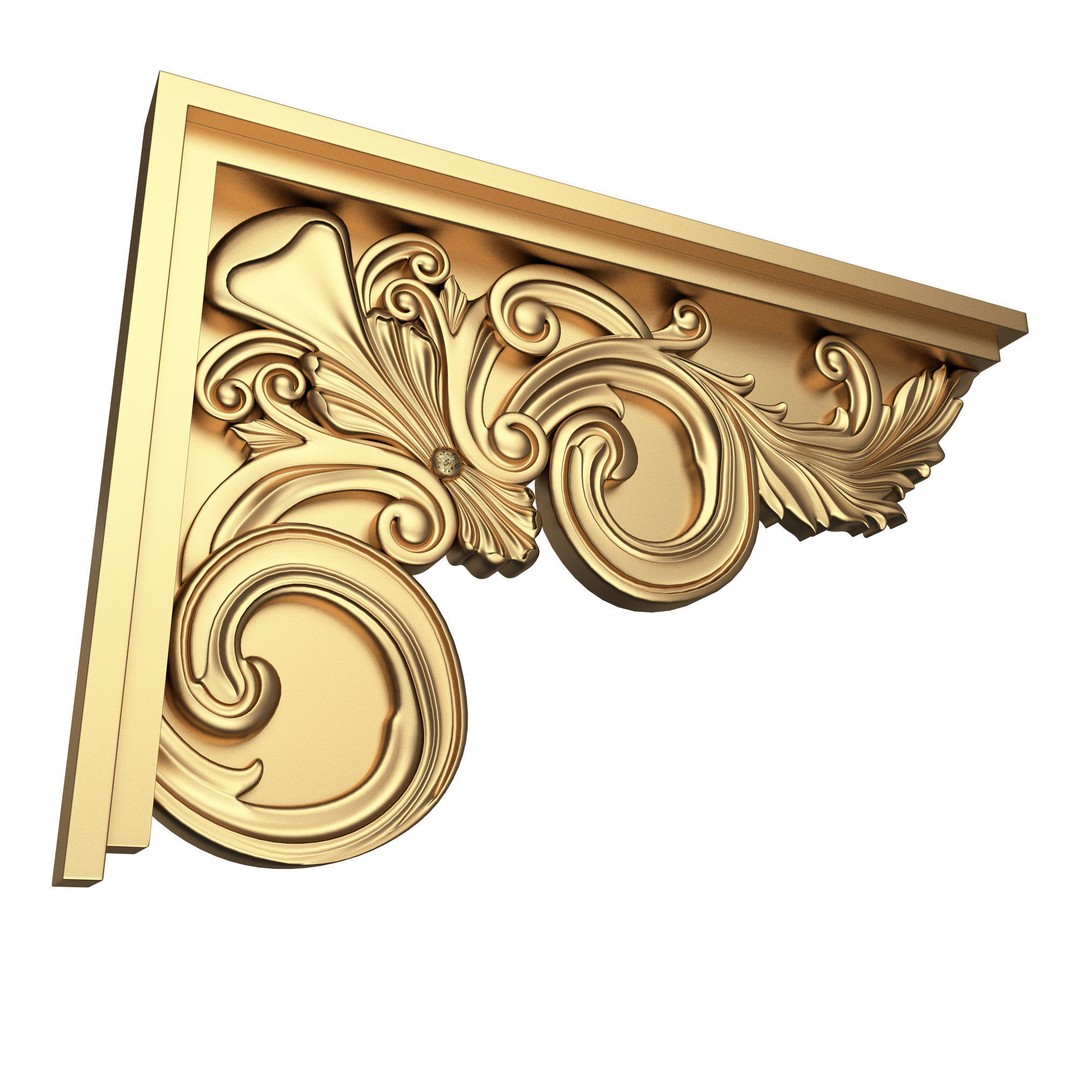 Stair Brackets 3D Model – Low Poly Architectural Decoration, FBX, OBJ - View 5