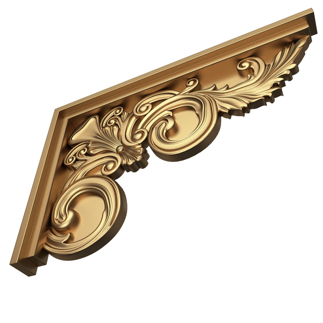 Stair Brackets 3D Model – Low Poly Architectural Decoration, FBX, OBJ - View 6