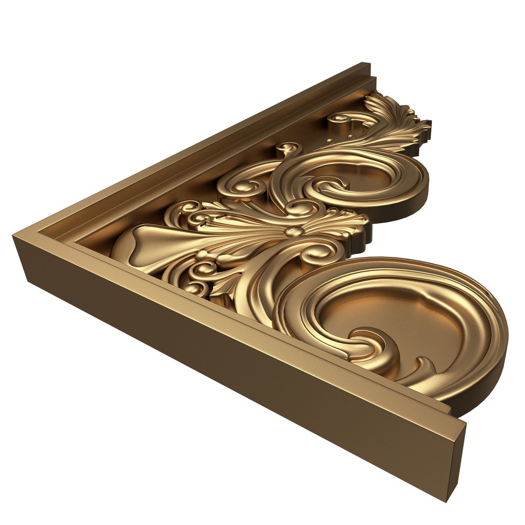 Stair Brackets 3D Model – Low Poly Architectural Decoration, FBX, OBJ - View 7