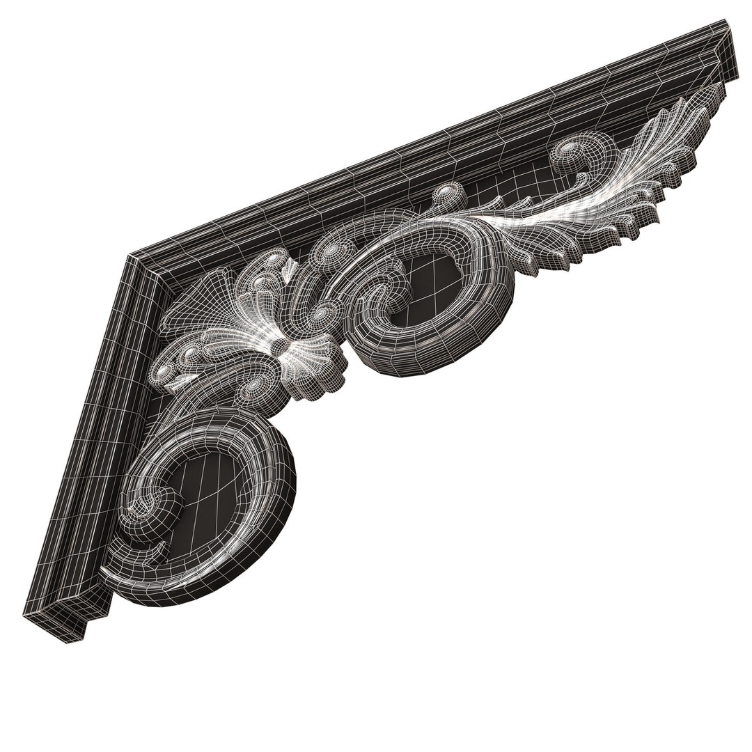 Stair Brackets 3D Model – Low Poly Architectural Decoration, FBX, OBJ - View 9