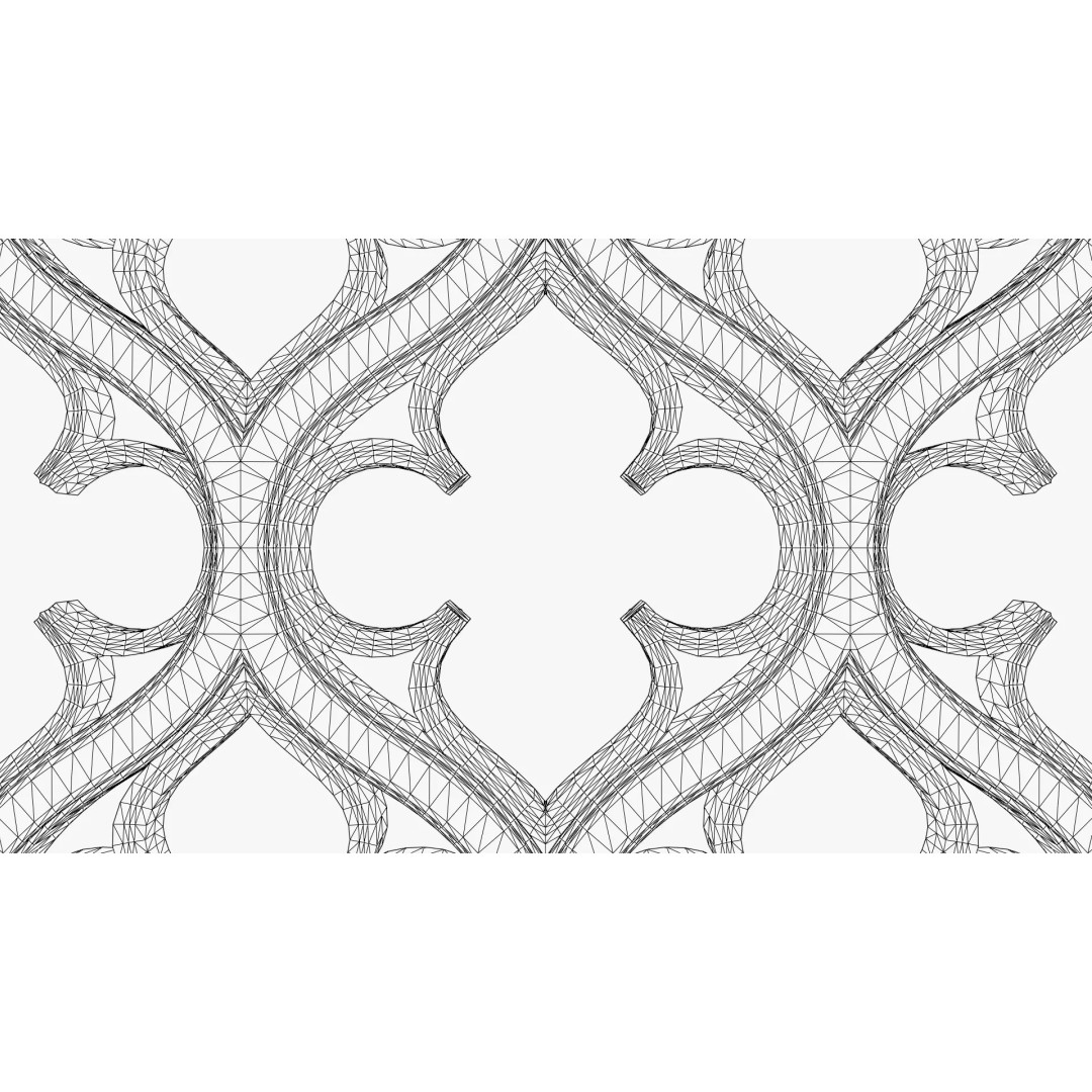 Gothic Wall Panel Ornament 3D Model – Low Poly Architectural Decoration, FBX - View 10