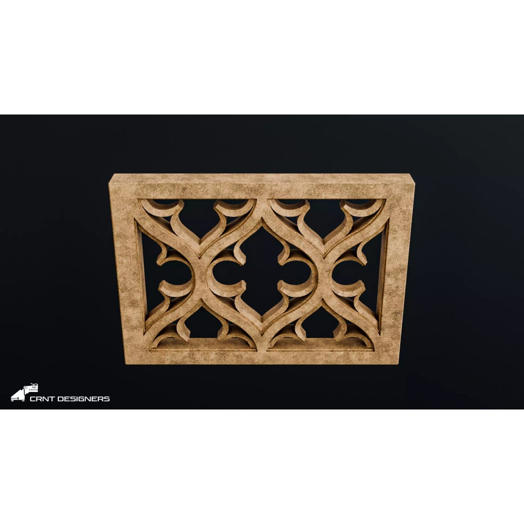 Gothic Wall Panel Ornament 3D Model – Low Poly Architectural Decoration, FBX - View 11
