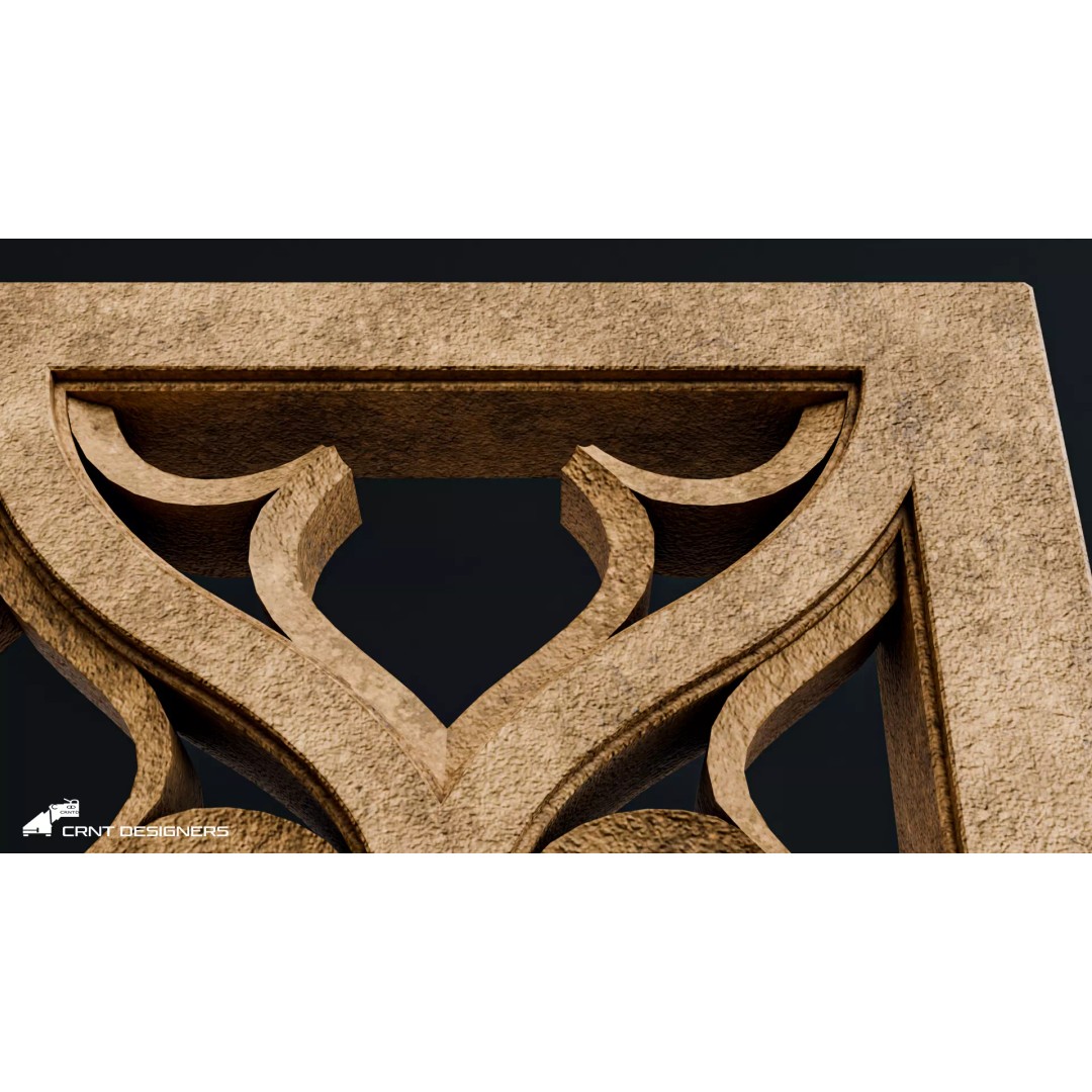 Gothic Wall Panel Ornament 3D Model – Low Poly Architectural Decoration, FBX - View 14