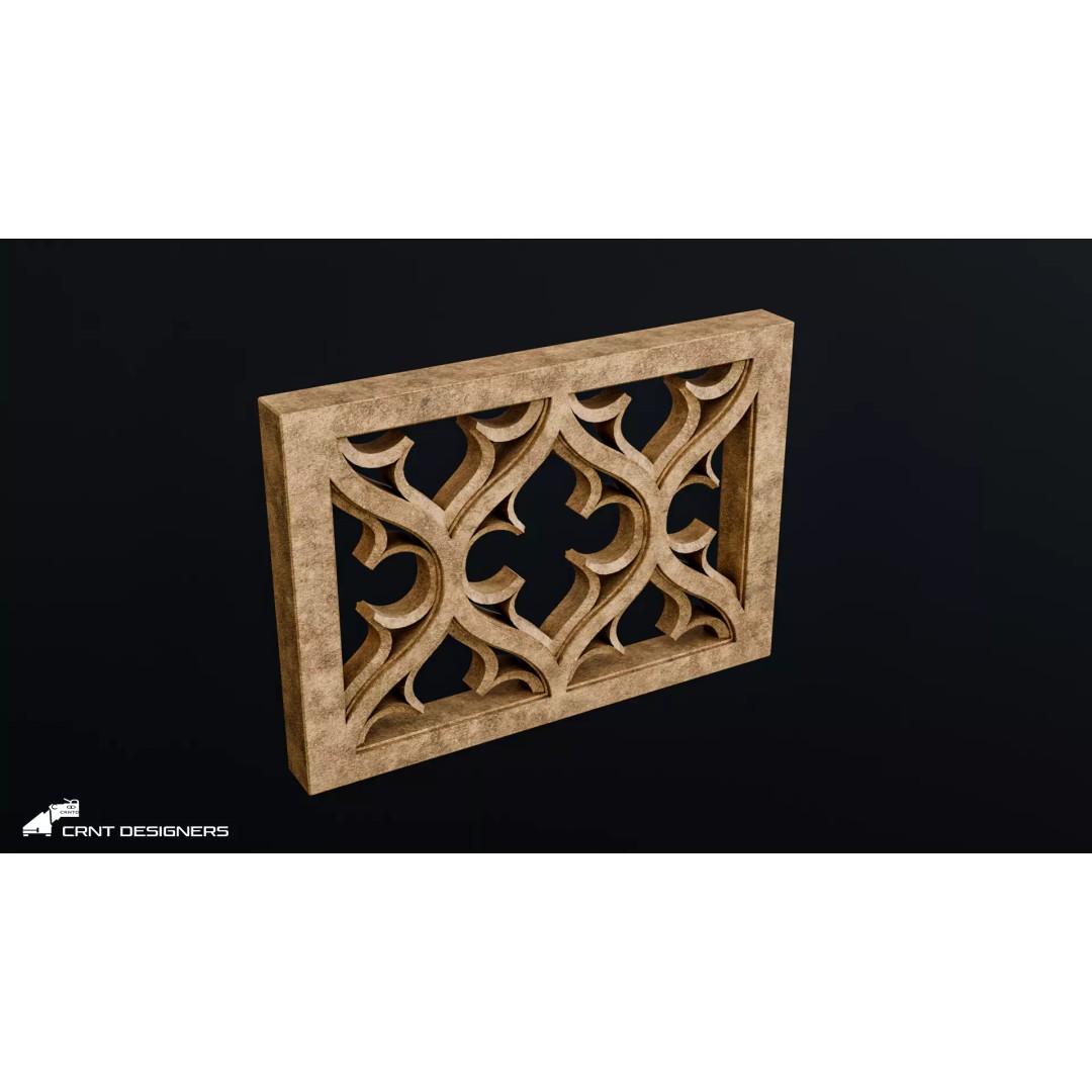 Gothic Wall Panel Ornament 3D Model – Low Poly Architectural Decoration, FBX - View 15