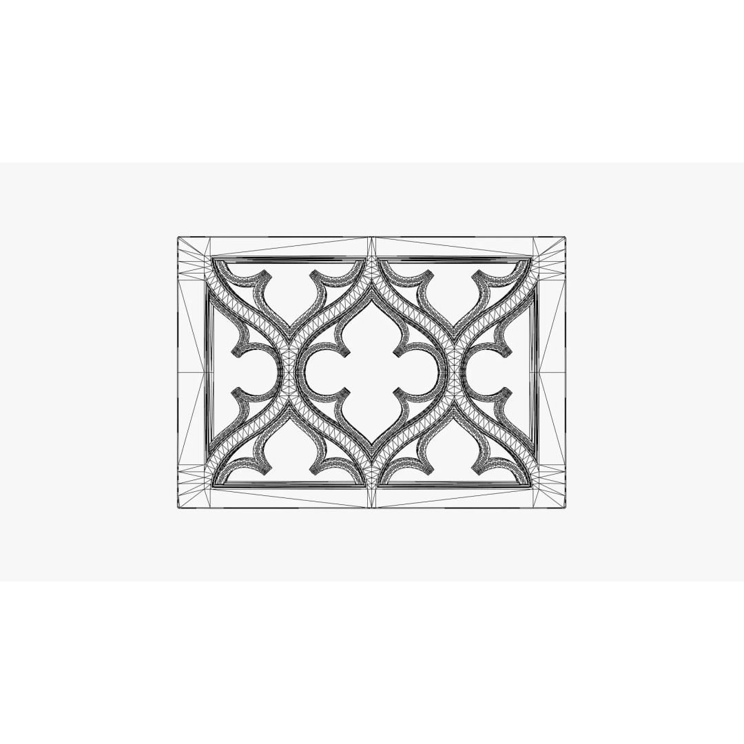 Gothic Wall Panel Ornament 3D Model – Low Poly Architectural Decoration, FBX - View 4