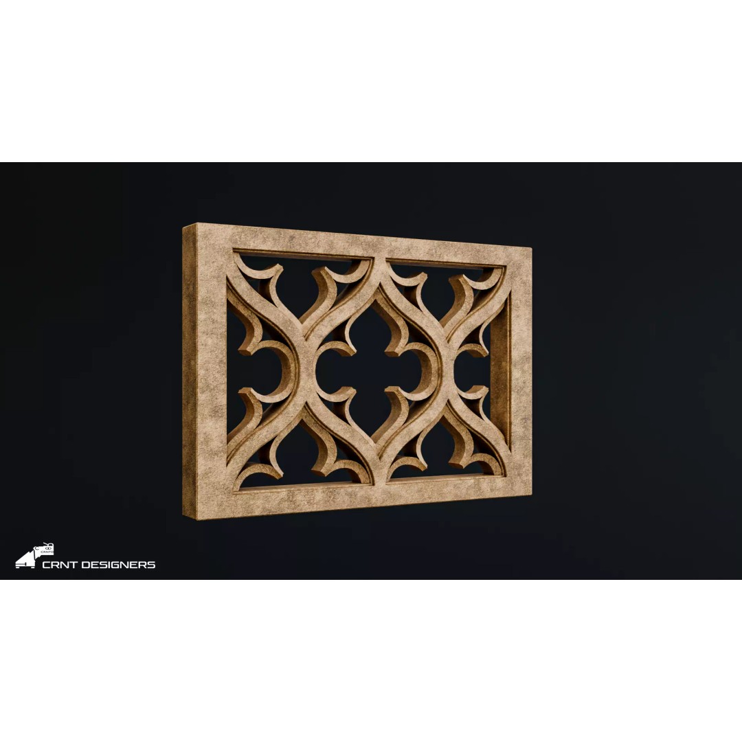 Gothic Wall Panel Ornament 3D Model – Low Poly Architectural Decoration, FBX - View 5