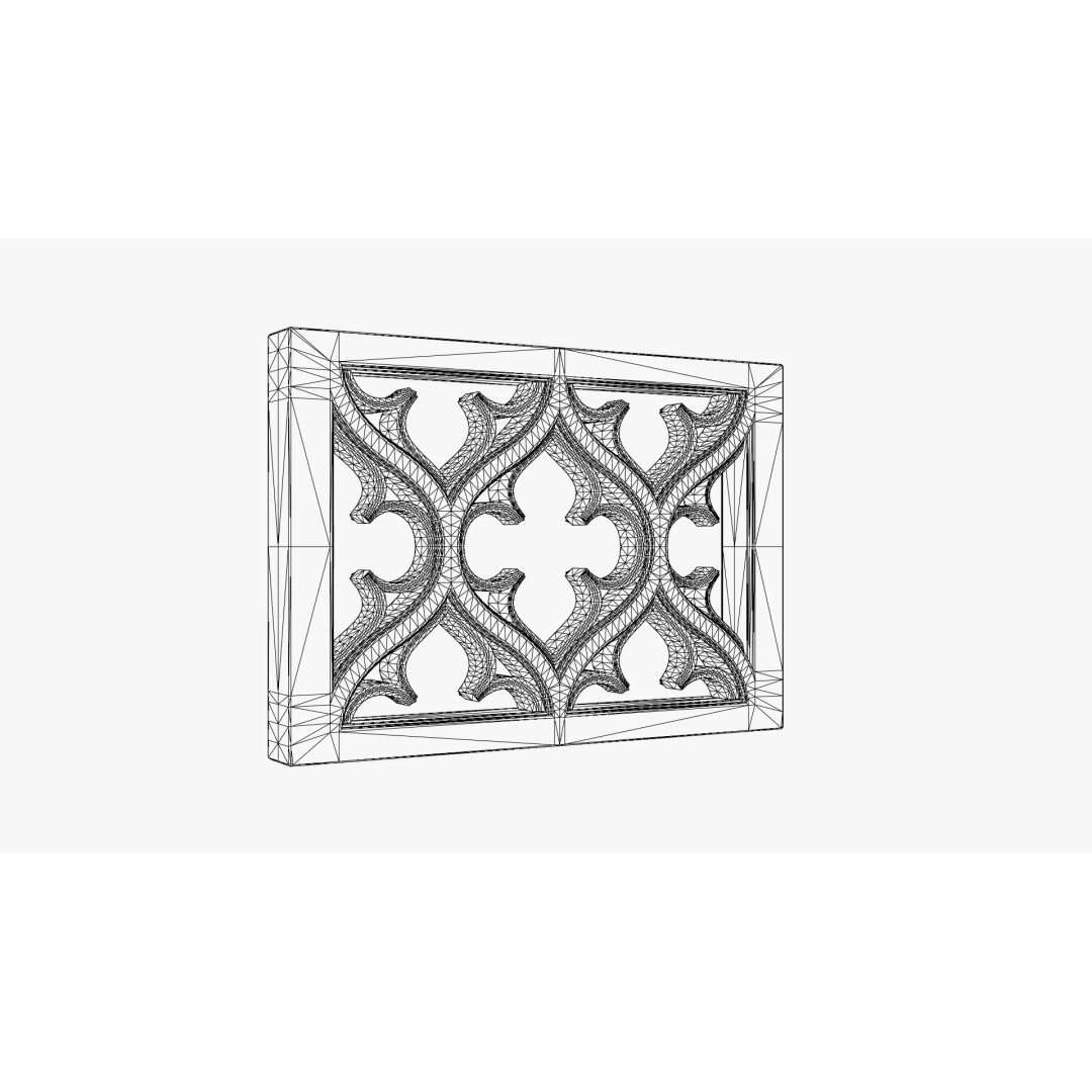 Gothic Wall Panel Ornament 3D Model – Low Poly Architectural Decoration, FBX - View 6
