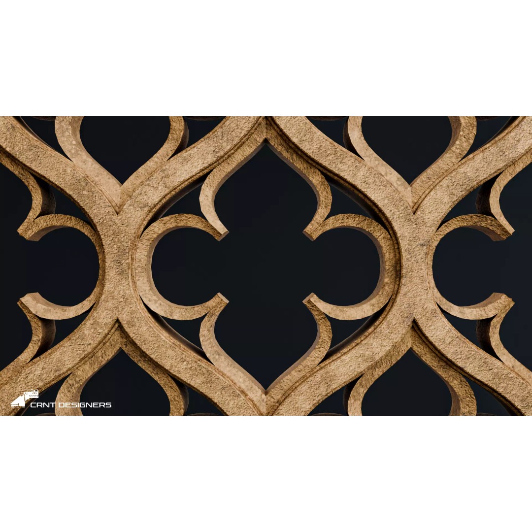 Gothic Wall Panel Ornament 3D Model – Low Poly Architectural Decoration, FBX - View 9