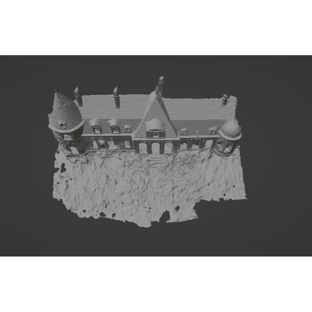 Abandoned Chateau Facade 3D Model – Photoscan Game Asset, PBR Textures