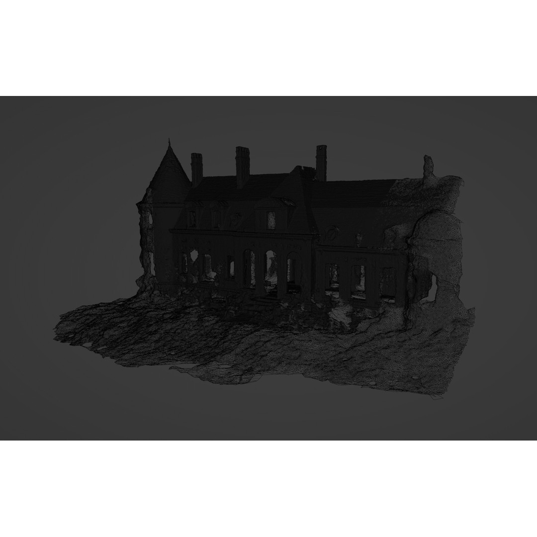 Abandoned Chateau Facade 3D Model – Photoscan Game Asset, PBR Textures - View 11