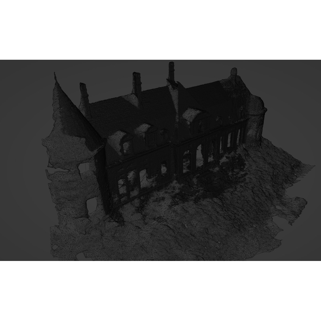 Abandoned Chateau Facade 3D Model – Photoscan Game Asset, PBR Textures - View 12