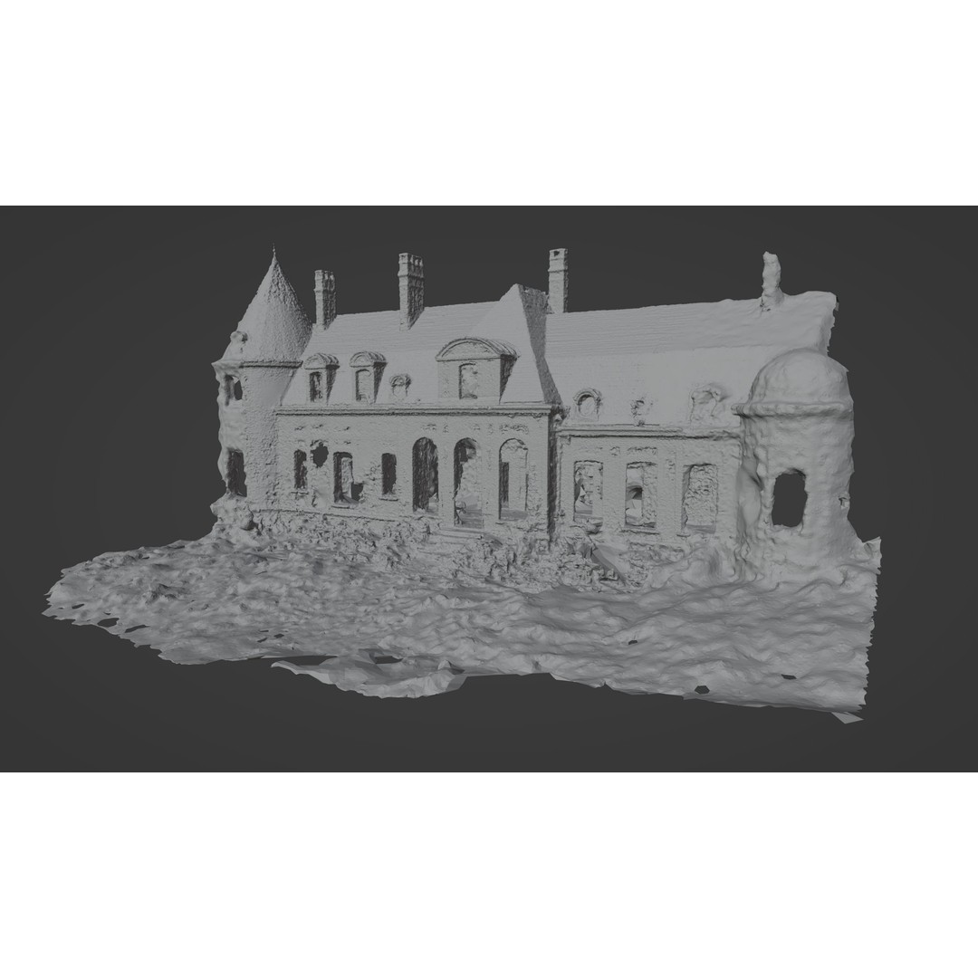 Abandoned Chateau Facade 3D Model – Photoscan Game Asset, PBR Textures - View 14
