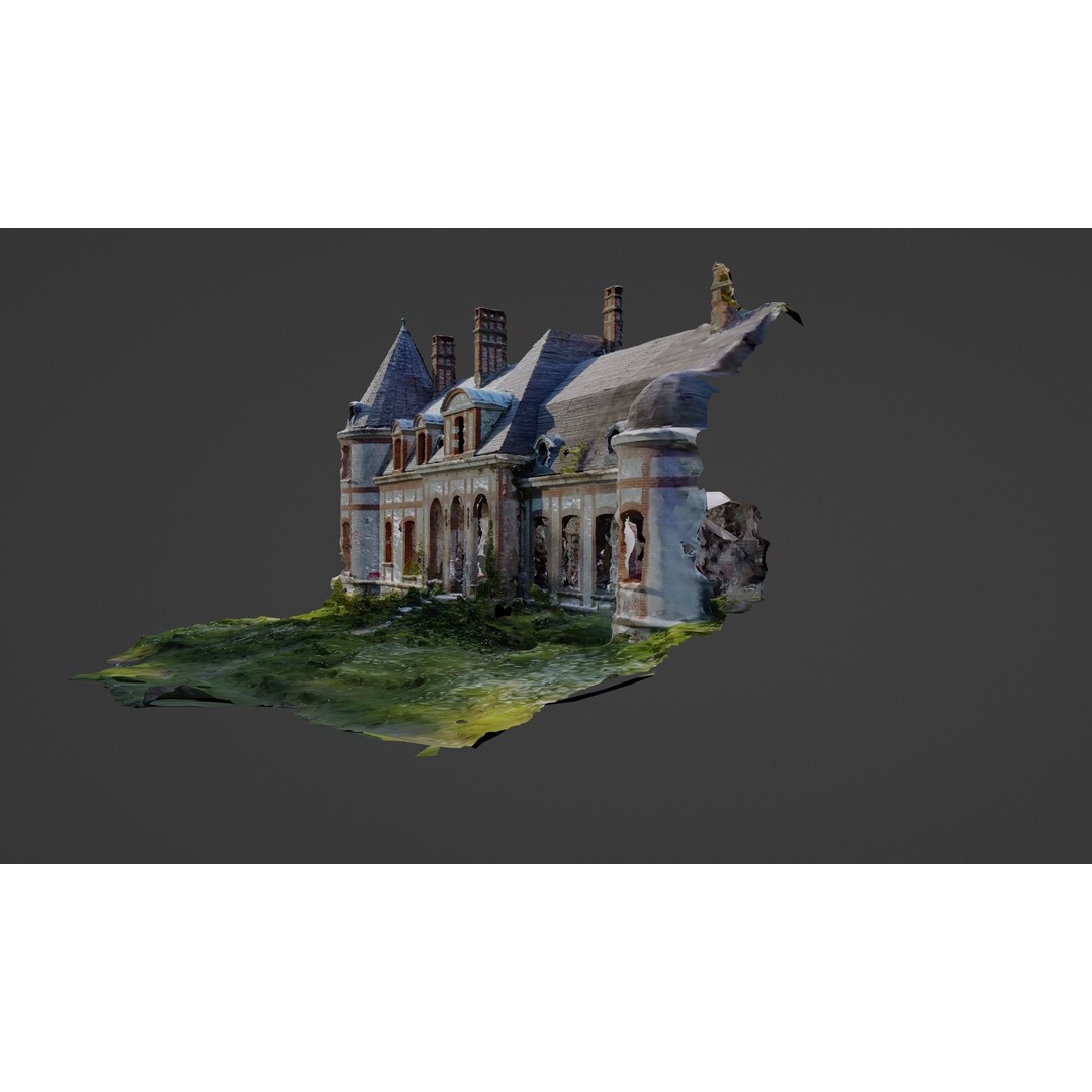 Abandoned Chateau Facade 3D Model – Photoscan Game Asset, PBR Textures - View 5