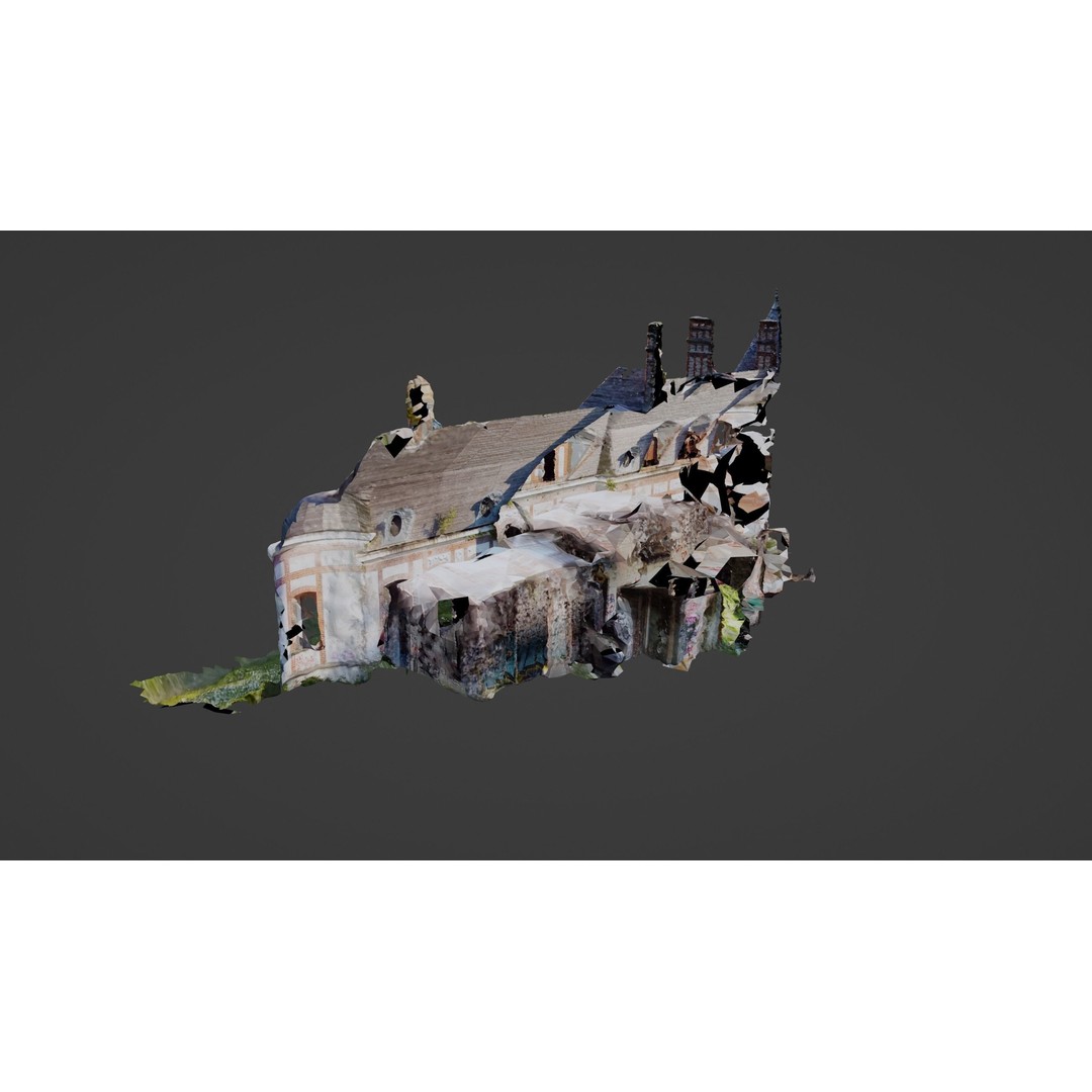 Abandoned Chateau Facade 3D Model – Photoscan Game Asset, PBR Textures - View 7